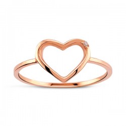 Nusrettaki - 14K Rose Gold 0,01 ct Diamond Heart Ring