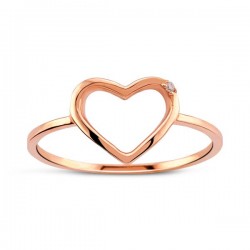 14K Rose Gold 0,01 ct Diamond Heart Ring - Nusrettaki