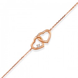 14K Rose Gold 0,03 ct Diamond Heart Bracelet - Nusrettaki