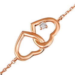14K Rose Gold 0,03 ct Diamond Heart Bracelet - Nusrettaki (1)