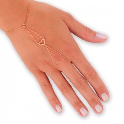 14K Gold Diamond Heart Ring Bracelet - Nusrettaki (1)