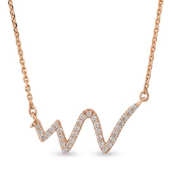 14K Gold 0,15 ct Diamond Rhythm Necklace - Nusrettaki (1)