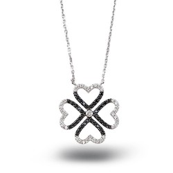 Nusrettaki - 14K Gold 0,42 ct Diamond Clover Heart Necklace