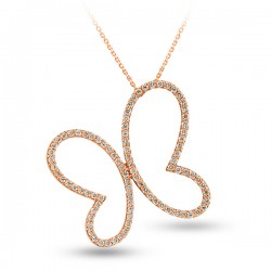Nusrettaki - Gold Butterfly Design Diamond Necklace
