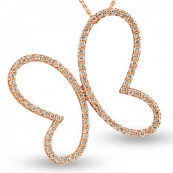 Gold Butterfly Design Diamond Necklace - Nusrettaki (1)