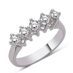 Five Stone Diamond Ring, 0,5 ct H color SI Clarity - Nusrettaki