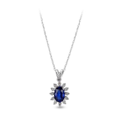 0.52 Karat Pırlantalı Safir Kolye - 1