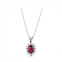 0,52 Ct Diamond Necklace with Ruby - Nusrettaki