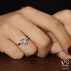 0,89 ct Trend Damla Kesim Pırlanta Tek Taş Yüzük - Nusrettaki