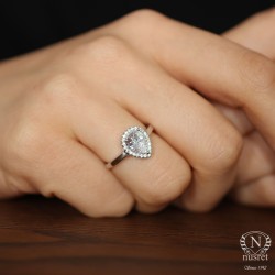 0,89 ct Trend Damla Kesim Pırlanta Tek Taş Yüzük - 2