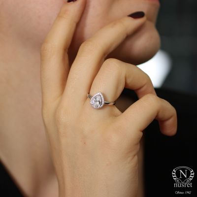 0,89 ct Trend Damla Kesim Pırlanta Tek Taş Yüzük - 3