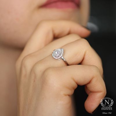 0,89 ct Trend Damla Kesim Pırlanta Tek Taş Yüzük - 4