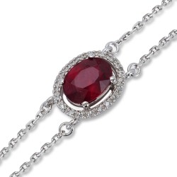 1,12 Ct Diamond Bracelet with Ruby - Nusrettaki