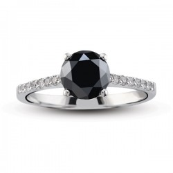 1.15 ct Black & White Diamond Solitaire Engagement Ring - Nusrettaki