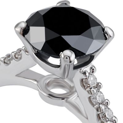 1.15 ct Black & White Diamond Solitaire Engagement Ring - 2