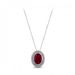 1,12 Ct Diamond Necklace with Ruby - Nusrettaki