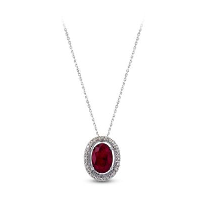1,12 Ct Diamond Necklace with Ruby - 1