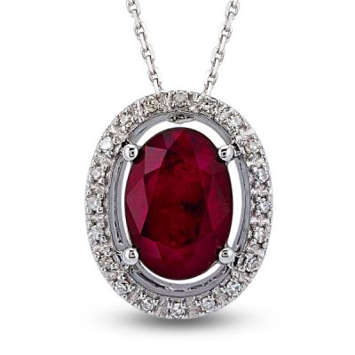 1,12 Ct Diamond Necklace with Ruby - 2