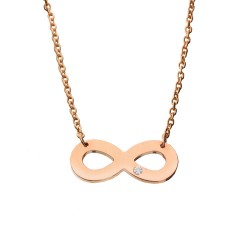 14K Gold 0,01 ct Diamond Infinity Necklace - Nusrettaki