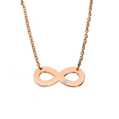 14K Gold 0,01 ct Diamond Infinity Necklace - 1