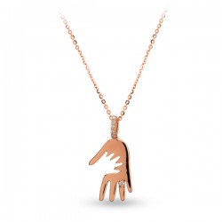 14K Gold 0,3 ct Diamond Hand Necklace - Nusrettaki