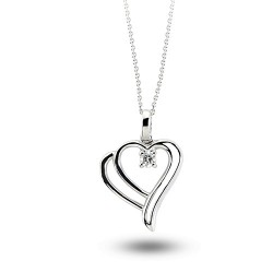 Nusrettaki - 14K White Gold 0,03 ct Diamond Heart Model Necklace