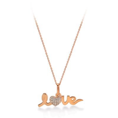 14 Ayar Altın 0,05 Karat Love Yazılı Pırlanta Kolye
