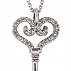 Lucky Key 14K Rose Gold Necklace with 0,05 ct Diamond - Nusrettaki (1)
