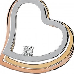 14K Gold 0,05 ct Diamond Three Hearts Necklace - Nusrettaki (1)