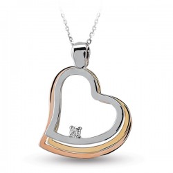 14K Gold 0,05 ct Diamond Three Hearts Necklace - Nusrettaki (1)