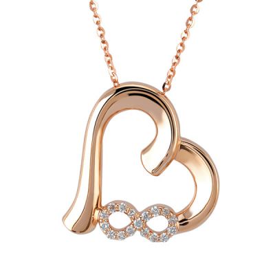 14K Gold 0,07 Ct Diamond Endless Love Necklace - 2