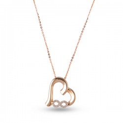 14K Gold 0,07 Ct Diamond Endless Love Necklace - Nusrettaki