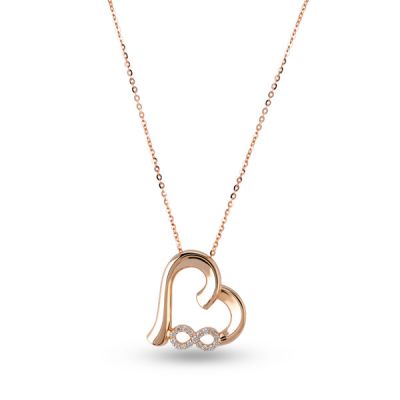 14K Gold 0,07 Ct Diamond Endless Love Necklace - 1