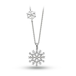 Gold 0,09 ct Snowflake Diamond Necklace - Nusrettaki