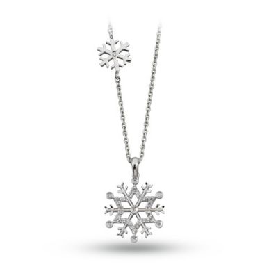 Gold 0,09 ct Snowflake Diamond Necklace - 1