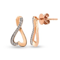 14K Gold 0,10 Ct Diamond Infinity Earrings - Nusrettaki