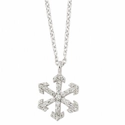 14K Gold 0,13 Ct Snowflake Diamond Necklace - Nusrettaki