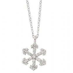 14K Gold 0,13 Ct Snowflake Diamond Necklace - Nusrettaki