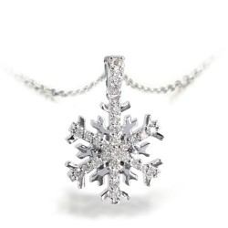 14K Gold 0,13 Ct Diamond Snowflake Necklace - Nusrettaki