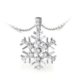 Nusrettaki - 14K Gold 0,14 Ct Diamond Snowflake Necklace