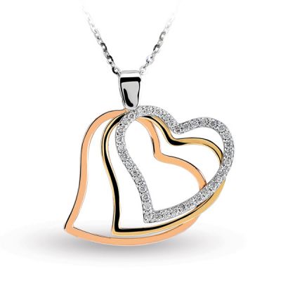 14K Gold 0,21 ct Diamond Three Hearts Necklace - 2