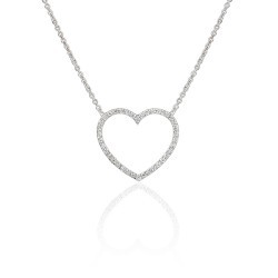 14K Gold 0,22 ct Diamond Heart Necklace - Nusrettaki (1)