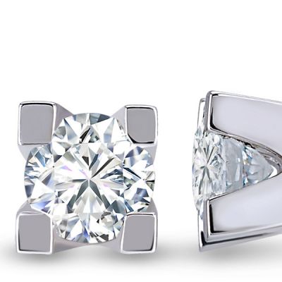 14 Ayar Altın 0,30 Karat Tektaş Pırlanta Küpe - 2