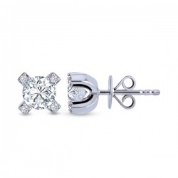 14K Gold 0,32 Ct Solitaire Diamond Earrings - Nusrettaki