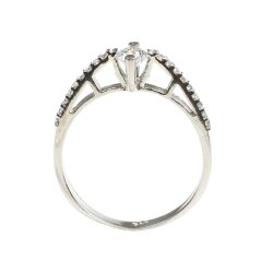 14 Ayar Altın 0,33 ct E Renk Yanları Taşlı Pırlanta Tektaş Yüzük - 5