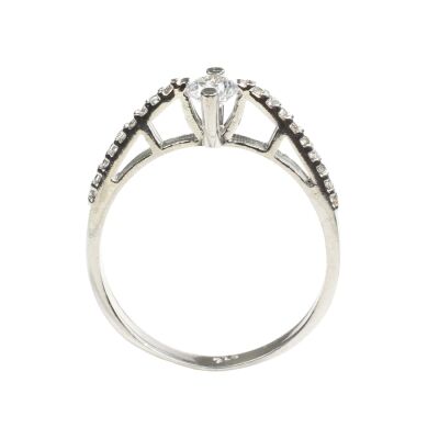 14 Ayar Altın 0,33 ct E Renk Yanları Taşlı Pırlanta Tektaş Yüzük - 5