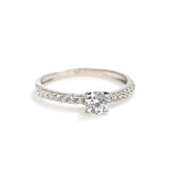 14 Ayar Altın 0,40 ct Yanları Taşlı Pırlanta Tektaş Yüzük - 5