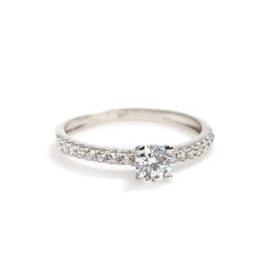 14 Ayar Altın 0,40 ct Yanları Taşlı Pırlanta Tektaş Yüzük - 5