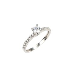 14 Ayar Altın 0,40 ct Yanları Taşlı Pırlanta Tektaş Yüzük - Nusrettaki