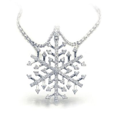 14K Gold 0,45 Ct Diamond Snowflake Necklace - 1